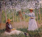 Claude Monet Suzanne Reading and Blanche Painting by the Marsh at Giverny painting